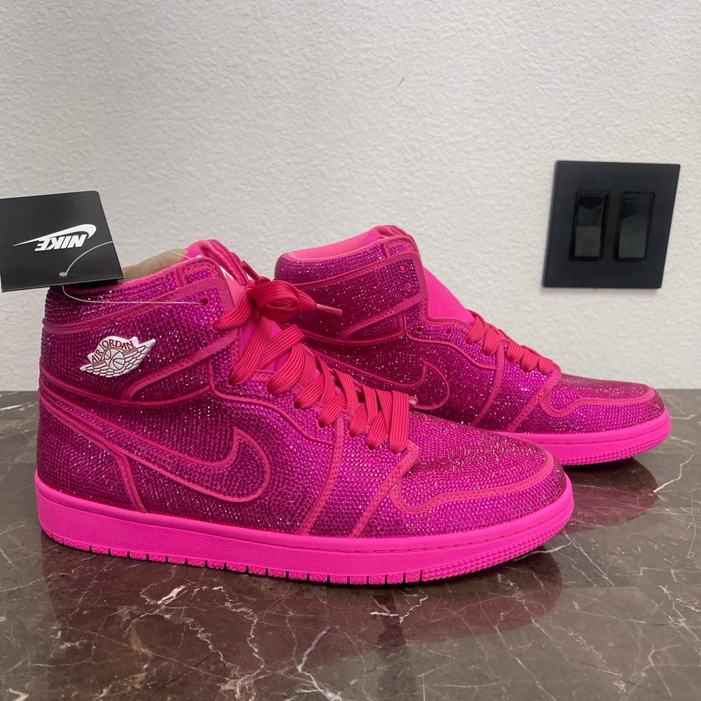 Euro 42, 26cm, Fits Mens Size 8-8.5: Custom Pink Rhinestone Nike Air Jordan